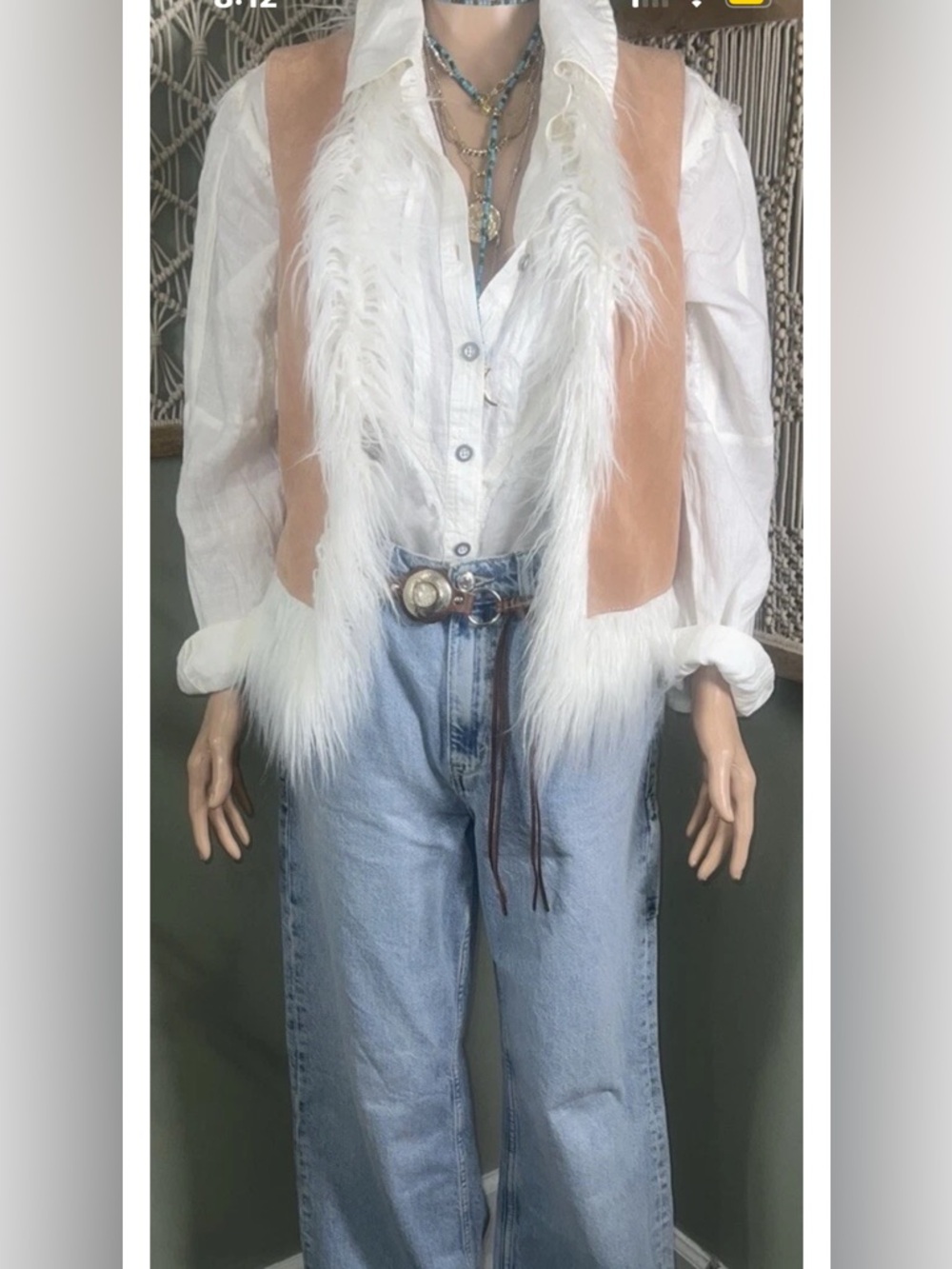 Free People Understated Indigo River Vest Pink XS faux fur - Picture 15 of 16